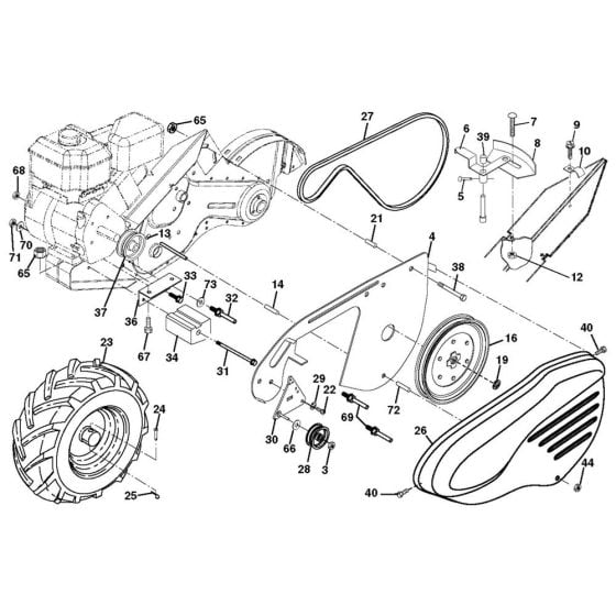 Mainframe (Left) Assembly for Husqvarna DRT 900 H Cultivator/Tiller