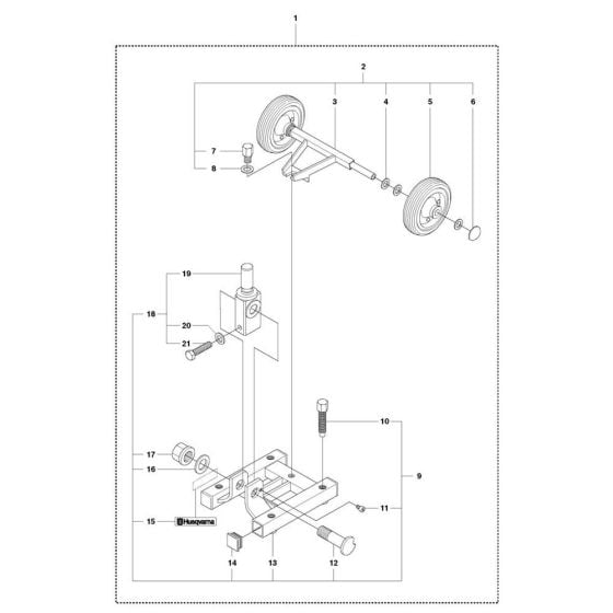 Base Plate Assembly -1 for Husqvarna DS 40 Gyro Drill Stand