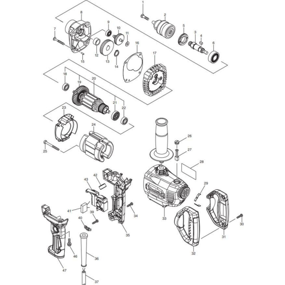 Main Assembly for Makita DS4012 Drill