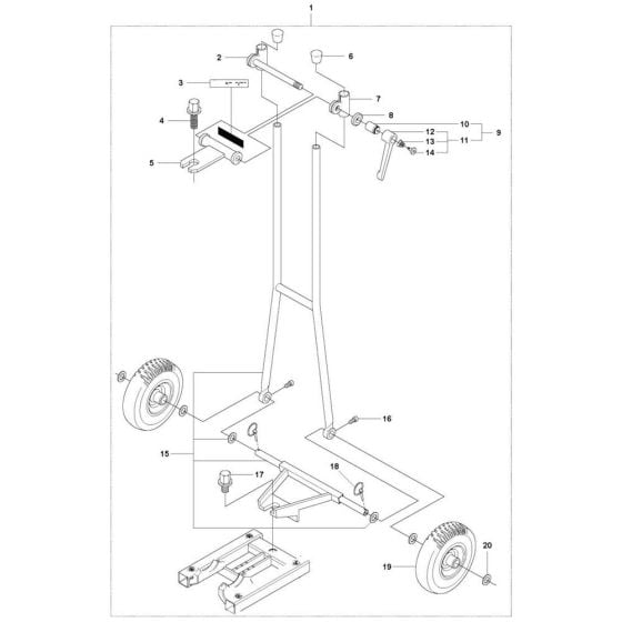 Back Support Assembly for Husqvarna DS 50 ATS Drill Stand