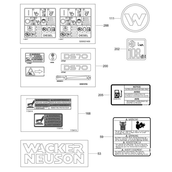 Decals for Wacker DS70 Trench Rammer