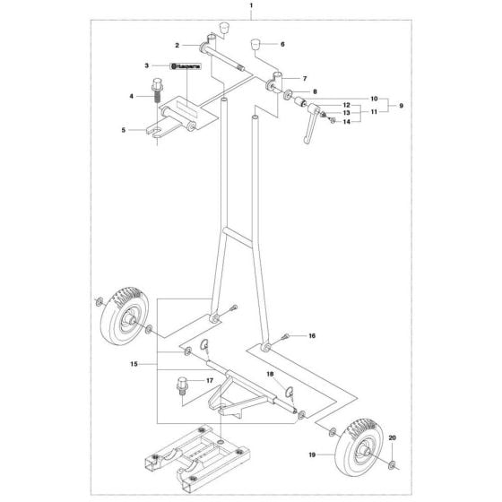 Back Support Assembly for Husqvarna DS 70 AT Drill Stand