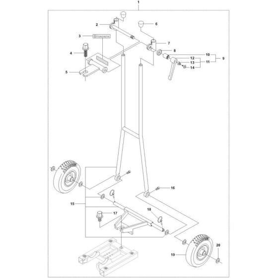 Back Support Assembly for Husqvarna DS 70 Gyro Drill Stand