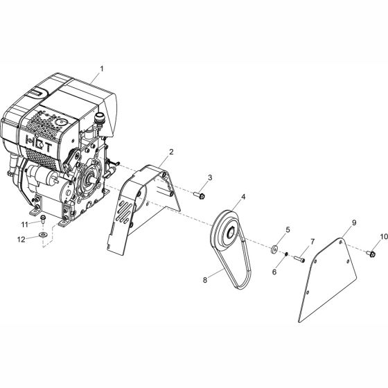 Diesel Engine Drive Kit Assembly for Altrad Belle RPX35 Reversible Plate