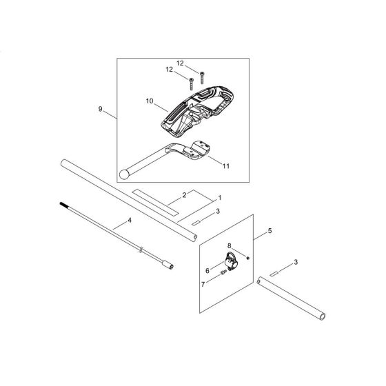 Main Pipe, Handle for ECHO DSRM-2600/L Brushcutter