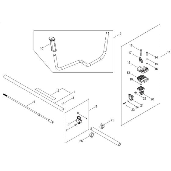 Main Pipe, Handle for ECHO DSRM-2600/U Brushcutter