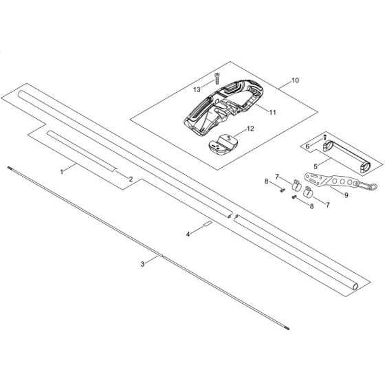 Main Pipe, Handle for ECHO DSRM-300/CB1 Brushcutter