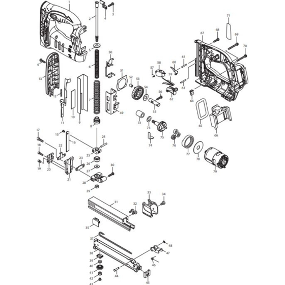 Main Assembly for Makita DST221RFE Cordless Stapler