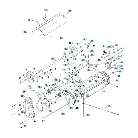 Chassis, Engine, Pulley Assembly for Husqvarna DT22B5DSA Dethatcher