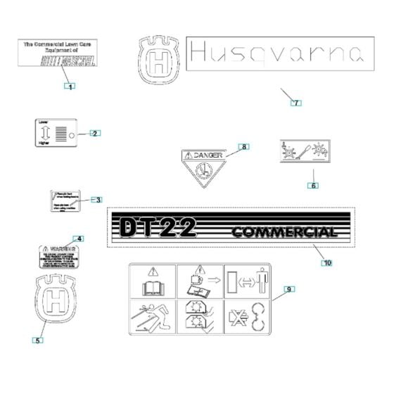 Decals for Husqvarna DT22B5DSA Dethatcher