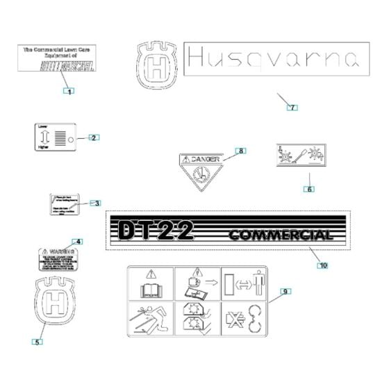 Decals for Husqvarna DT22B5FA Dethatcher