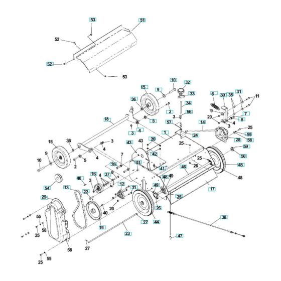 Chassis, Engine, Pulley Assembly for Husqvarna DT22B5NRA Dethatcher