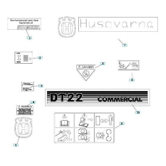 Decals for Husqvarna DT22B5NRA Dethatcher