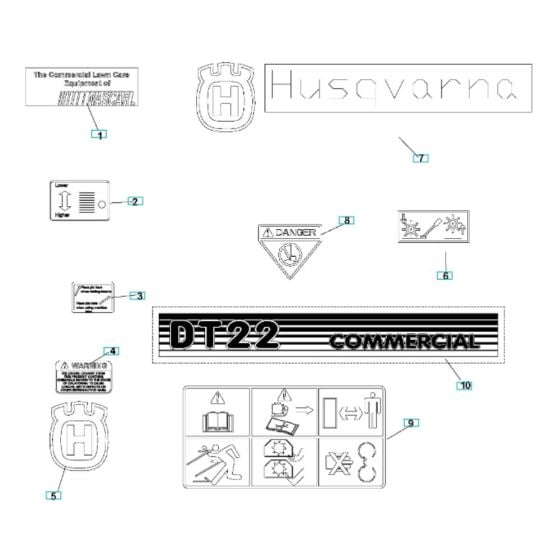 Decals for Husqvarna DT22H5FA Dethatcher