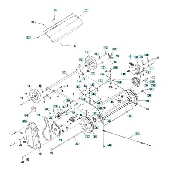 Chassis, Engine, Pulley Assembly for Husqvarna DT22HNR Dethatcher