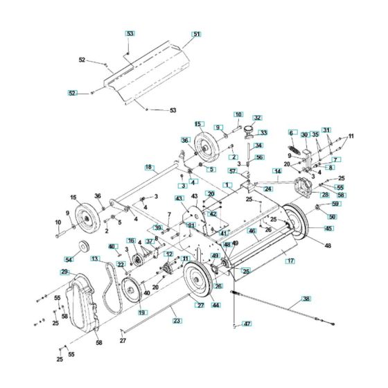 Chassis, Engine, Pulley Assembly for Husqvarna DT22NEFA Dethatcher