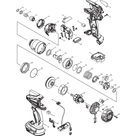 Main Assembly for Makita DTD134RFE Cordless Impact Driver