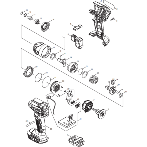 Main Assembly for Makita DTD153RTJ Cordless Impact Driver