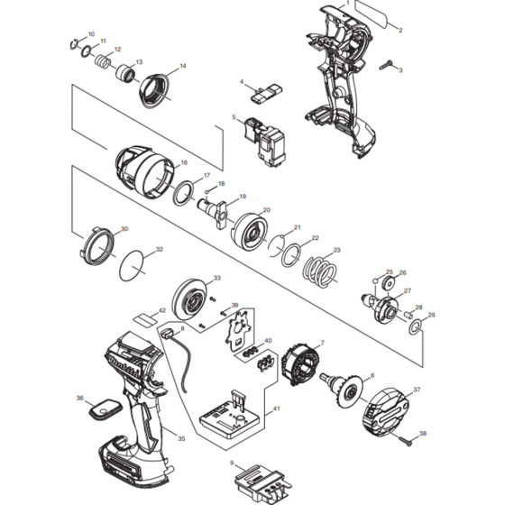 Main Assembly for Makita DTD154Z Cordless Impact Driver