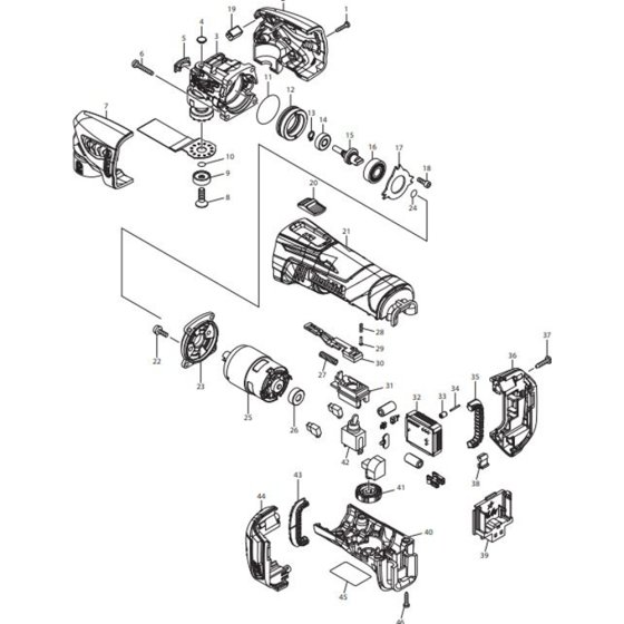 Main Assembly for Makita DTM40RFX1 Cordless Multi Tools