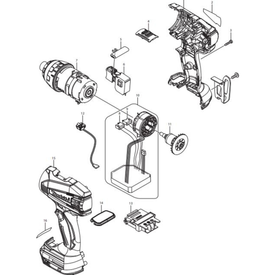 Main Assemblyfor Makita DTP141RFE Cordless 4 Mode Impact Driver