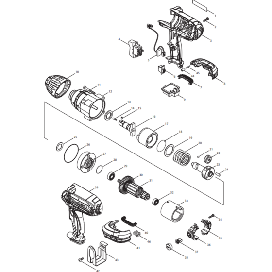 Main Assembly for Makita DTW450RMJ Cordless Impact Wrench