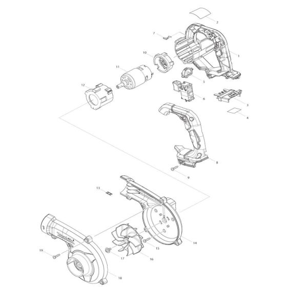 Complete Assembly for Makita DUB186 Blower