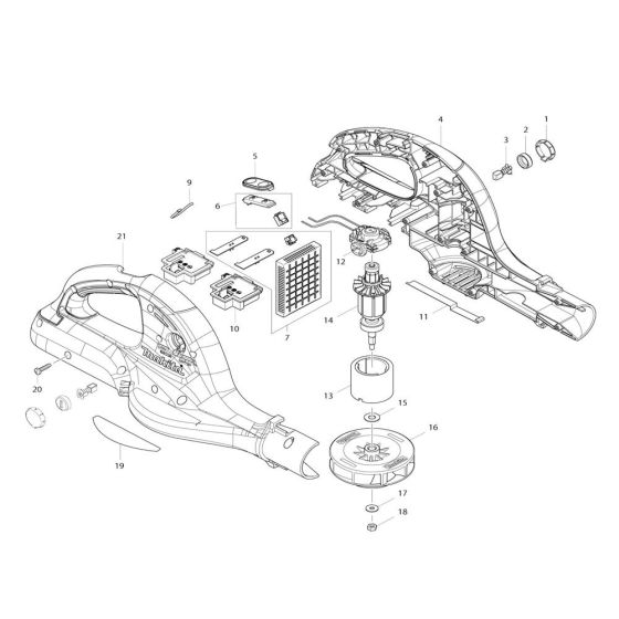 Complete Assembly for Makita DUB361 Blower