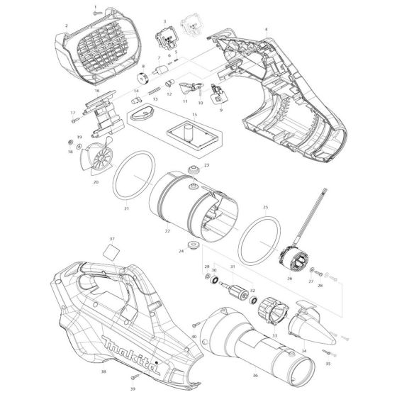 Complete Assembly for Makita DUB362 Blower