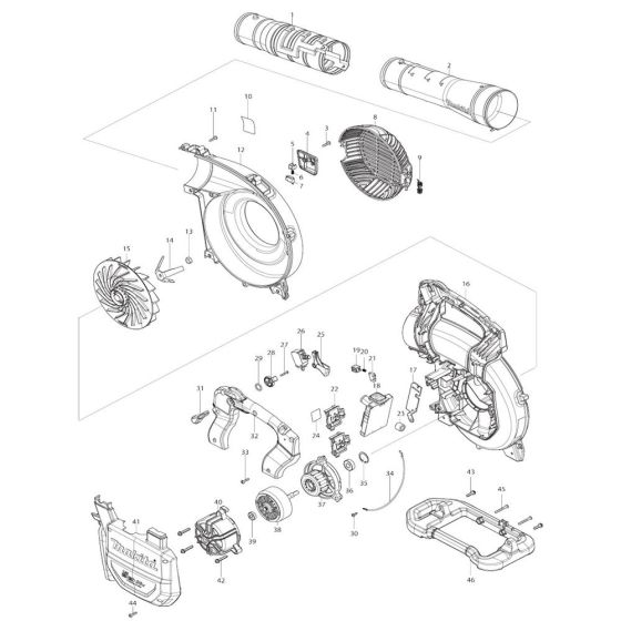 Complete Assembly for Makita DUB363 Blower