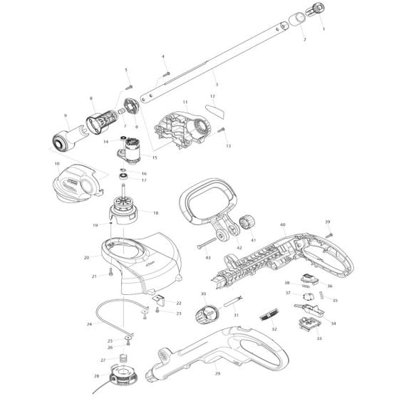 Complete Assembly for Makita DUR181 Cordless Trimmer