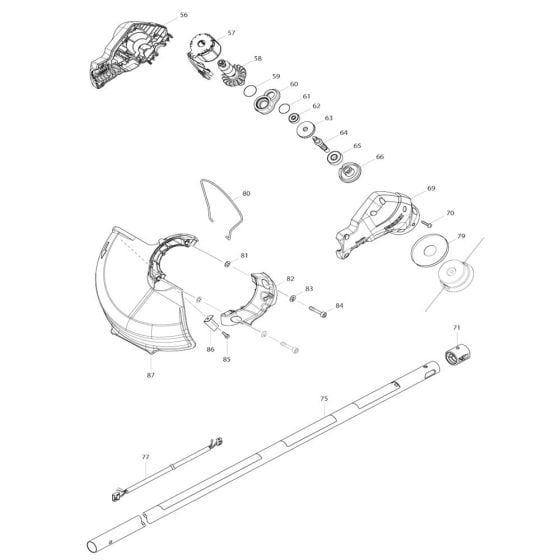 Pipe, Shield Assembly for Makita DUR182L Cordless Trimmer