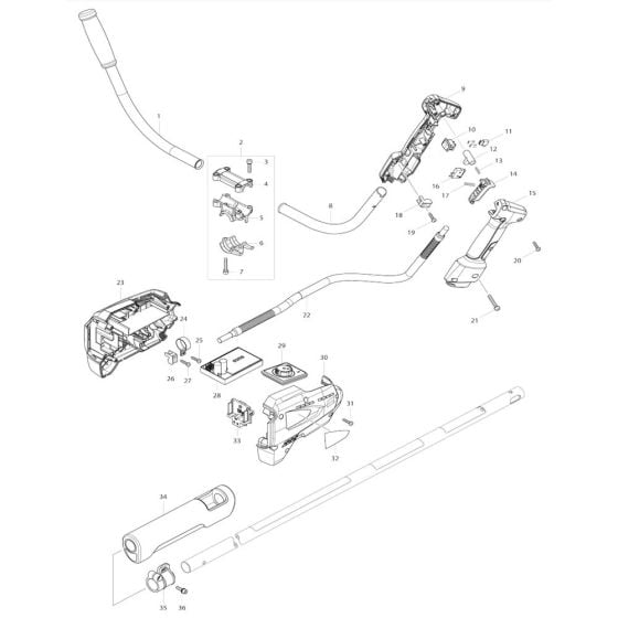 Handle, Lever Assembly for Makita DUR182U Cordless Trimmer