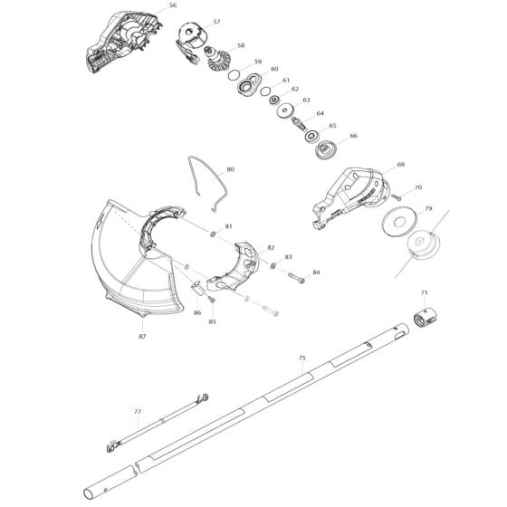 Pipe, Shield Assembly for Makita DUR182U Cordless Trimmer