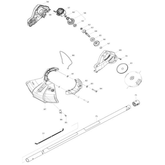 Pipe, Shield Assembly for Makita DUR187L Cordless Trimmer