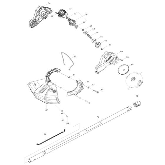 Pipe, Shield Assembly for Makita DUR187U Cordless Trimmer