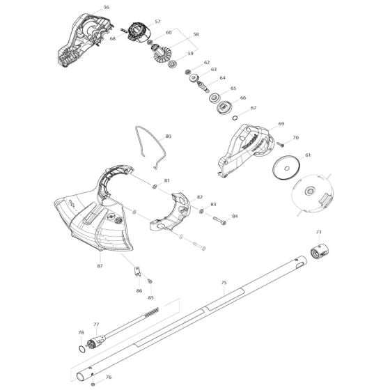 Pipe, Shield Assembly for Makita DUR188L Cordless Trimmer