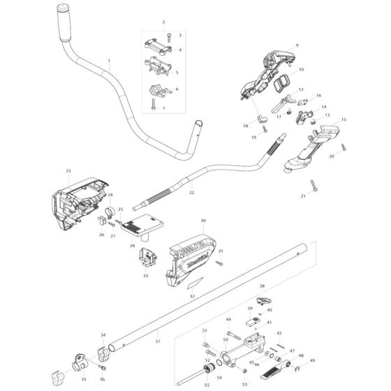 Handle, Lever Assembly for Makita DUR188U Cordless Trimmer