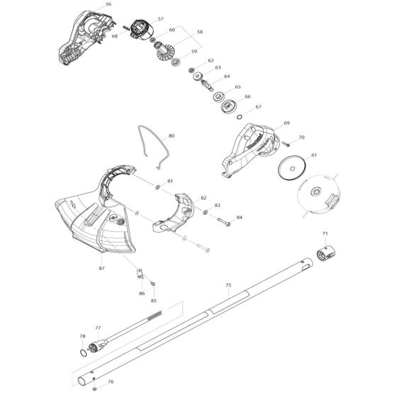 Pipe, Shield Assembly for Makita DUR188U Cordless Trimmer