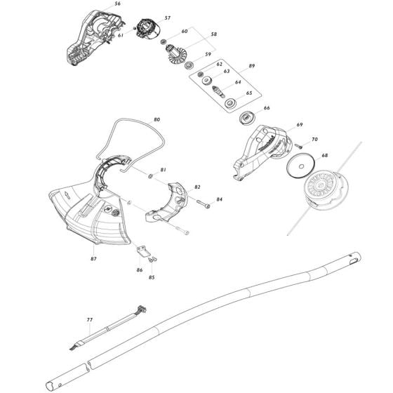 Housing, Shield Assembly for Makita DUR189 Cordless Trimmer