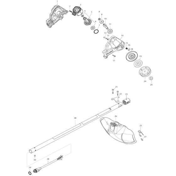 Handle, Shield Assembly for Makita DUR191L Cordless Trimmer