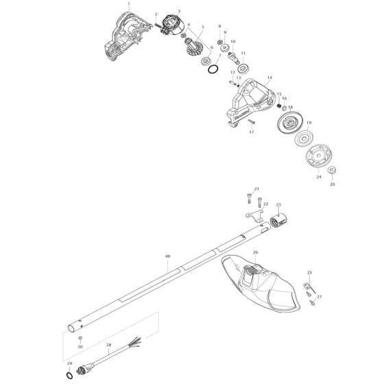 Handle, Shield Assembly for Makita DUR191U Cordless Trimmer