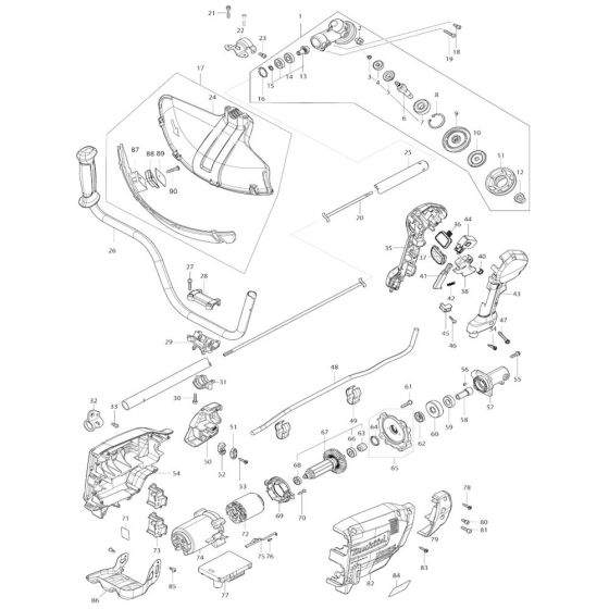 Complete Assembly for Makita DUR369A Cordless Trimmer