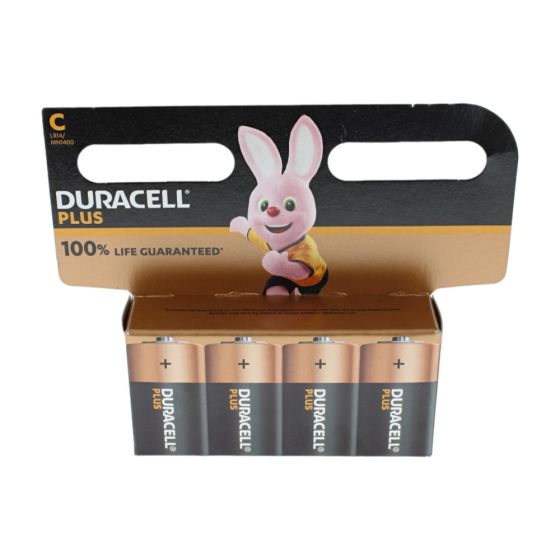 C Cell Duracell Plus Batteries +100% Extra Life - (Pack of 4)