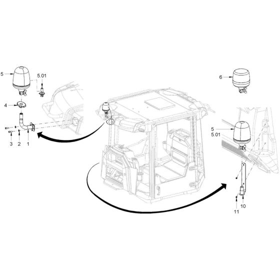 Rotary Beacon for Hamm DV+ 70i (H225) Roller