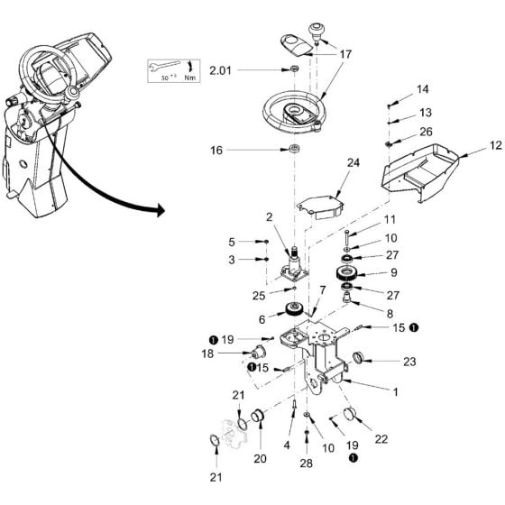 Steering Assembly for Hamm DV+ 70i (H225) Roller