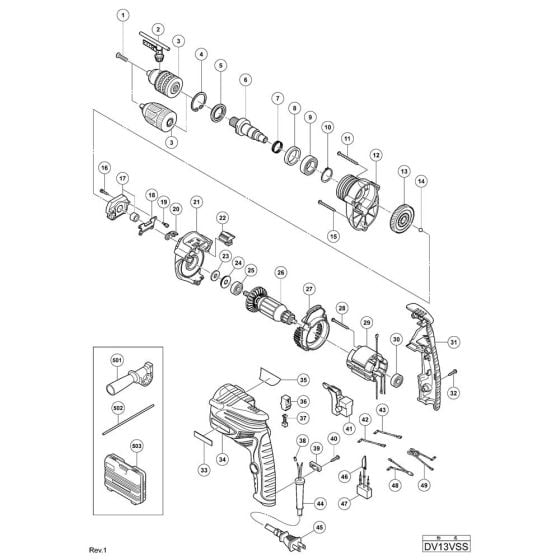 Main Assembly for Hikoki DV13VSS Impact Drill