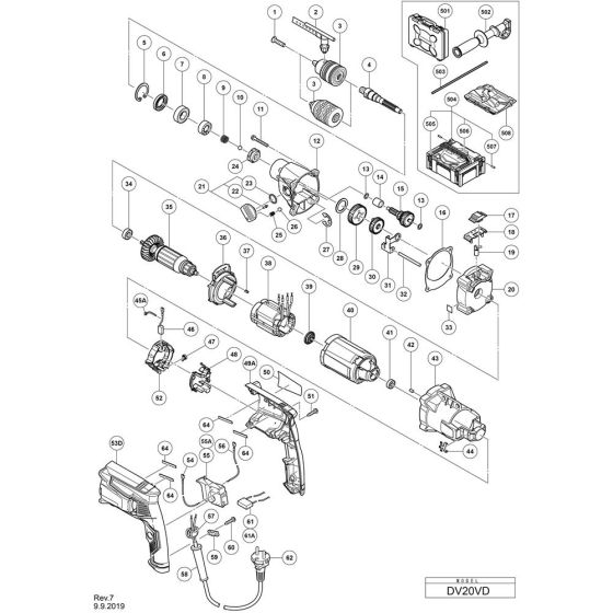 Main Assembly for Hikoki DV20VD Impact Drill