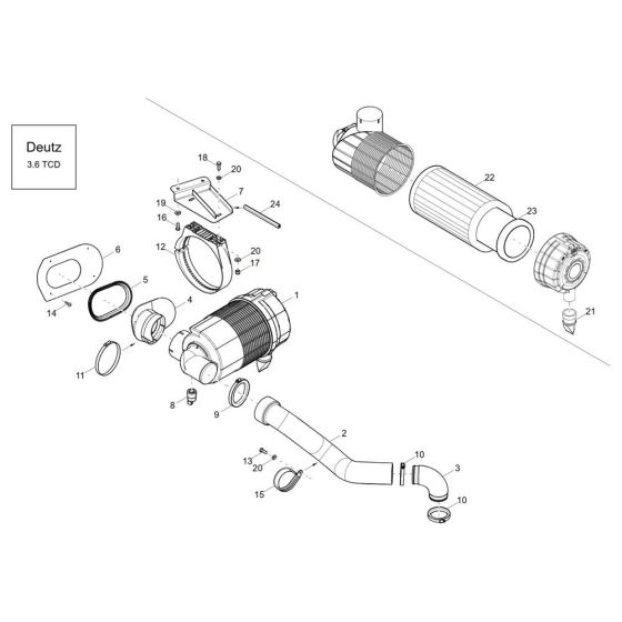 Air Cleaner (TCD 3.6) Assembly for Wacker DV60-2 Dumper