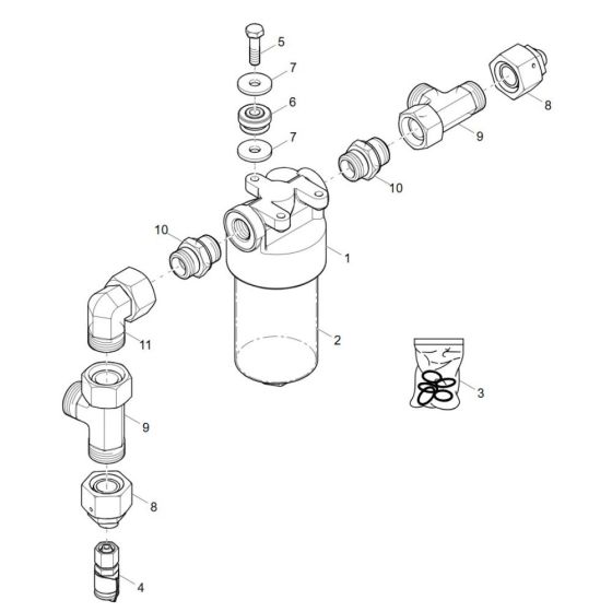 Hydraulic Oil Filter (TCD 3.6) Assembly for Wacker DV60-2 Dumper